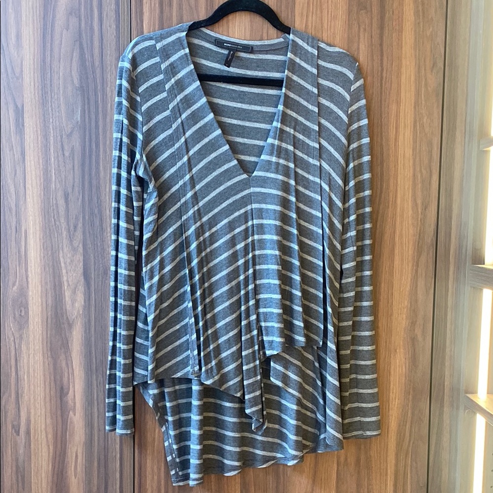 BCBGMaxAzria Gray Asymmetrical Long Sleeve
